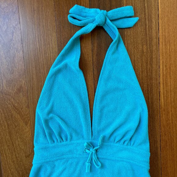 Lole Teal Terrycloth Halter Dress Sz XS - Picture 3 of 9